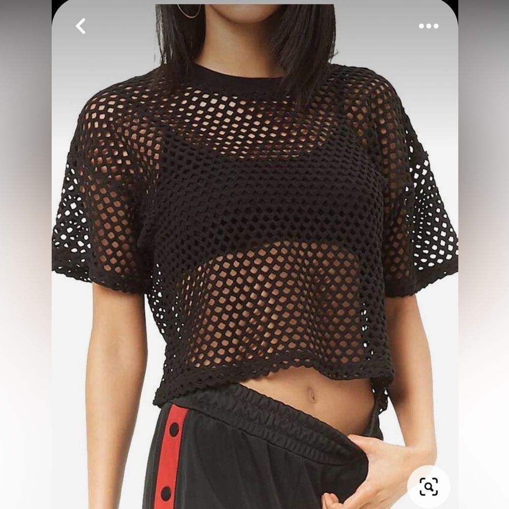 H&M DiVIDED black mesh long sleeve stretch top sz XS Emo Romantic Goth Punk - Picture 11 of 11